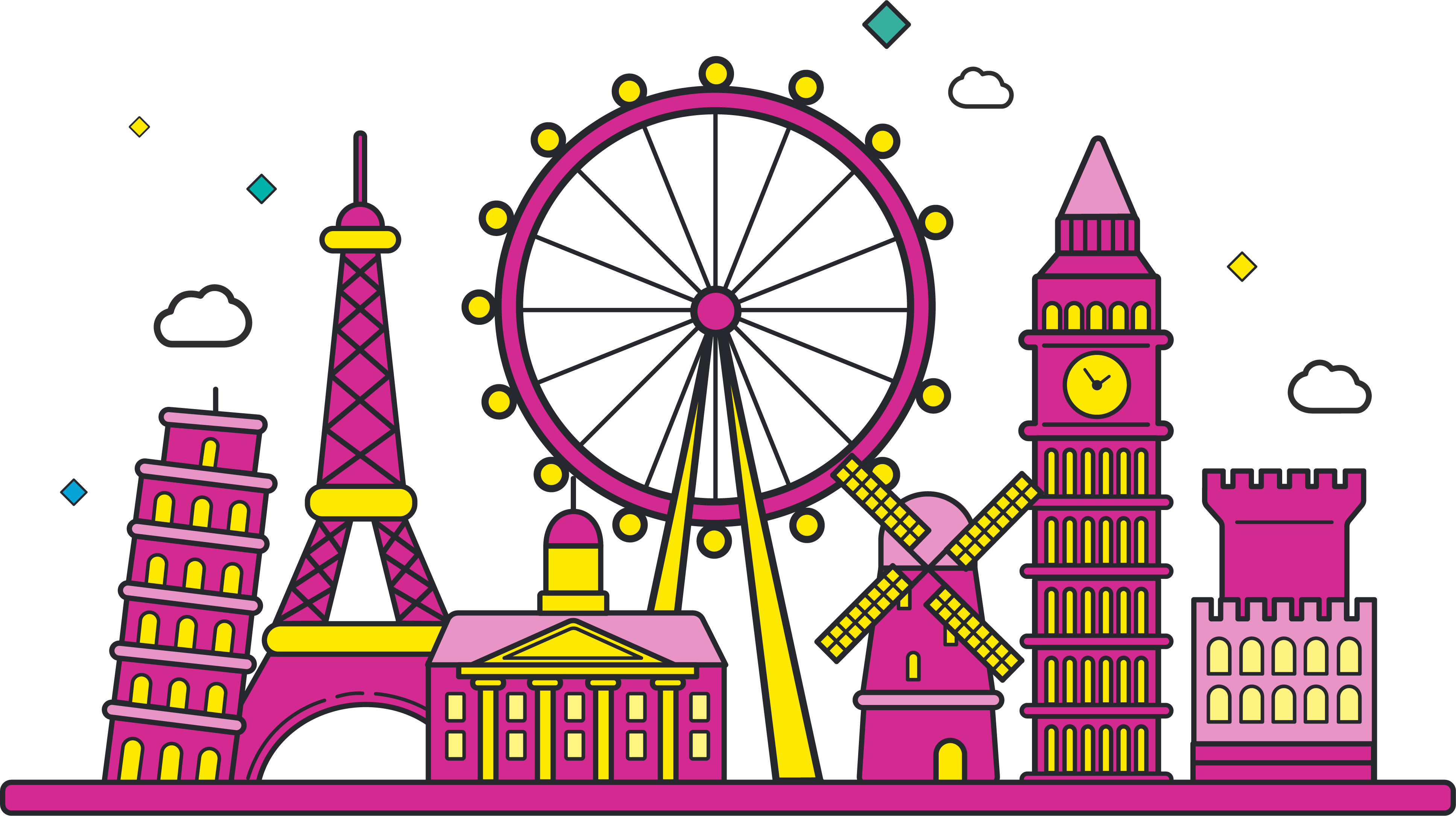 banner eSIM rosa e giallo Europa